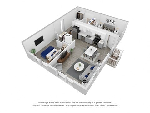 Floor plan for 2 beds, 1 bath, 773 sqft
